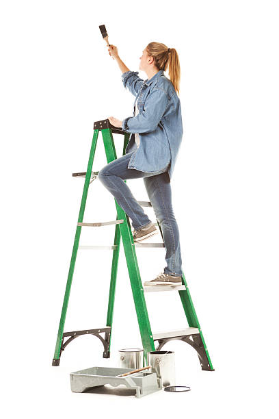 House Painter with Paint and Brush on White Background
