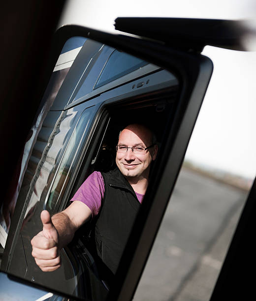 istock Truck driver in mirror 174794073
