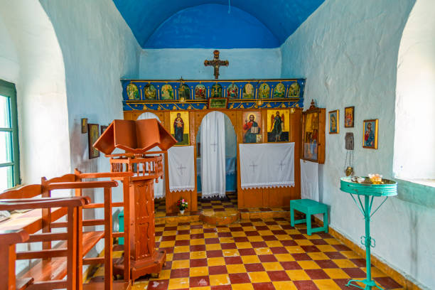 istock Inside a small Greek Orthodox church. 1747941472