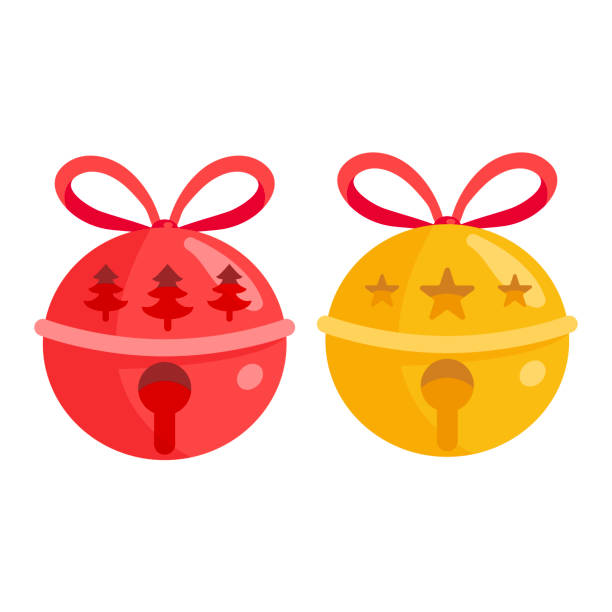 ilustraciones, imágenes clip art, dibujos animados e iconos de stock de jingle bell - vector bell christmas lights celebration