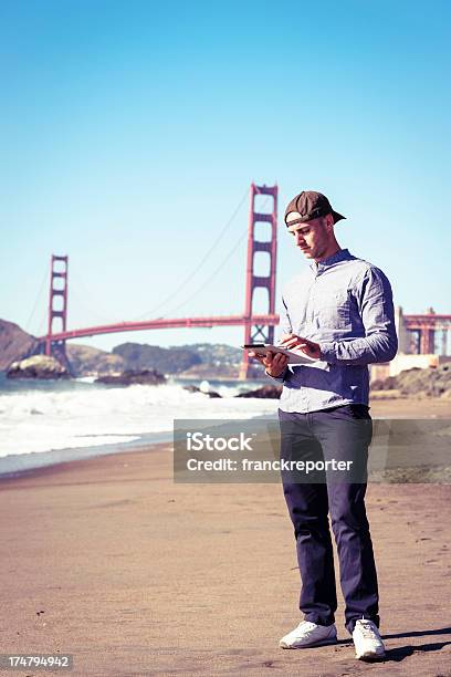 Social Media Chatting Under San Francisco Golden Gate Stock Photo - Download Image Now