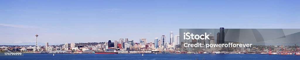 Panorama del horizonte de Seattle - Foto de stock de Seattle libre de derechos