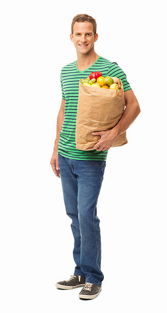 istock Man With Bag Of Groceries - Isolated 174795048