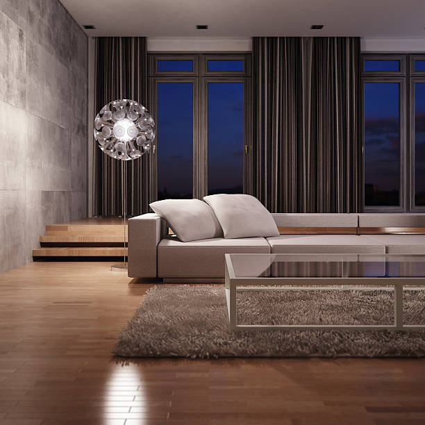 istock Modern living room view at night 174795205