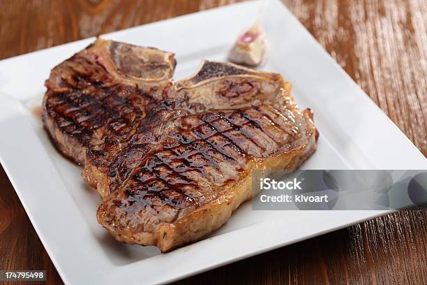 Grilled Tbone Steak Stock Photo - Download Image Now - T-bone Steak, Fillet Steak, Plate