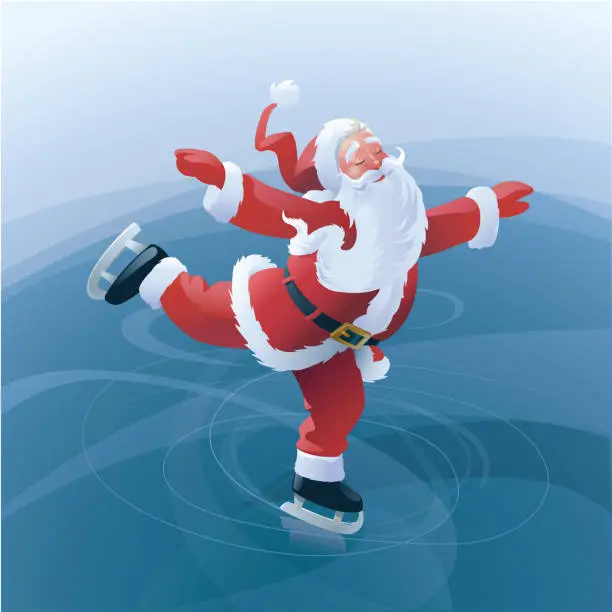 Vector illustration of Santa Claus Skating