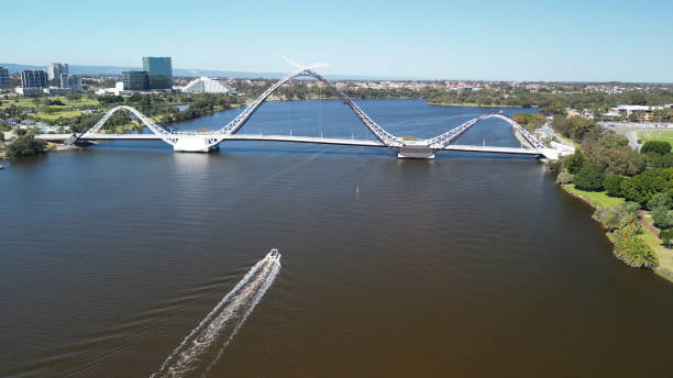 istock Aerial view of Matagarup Bridge and Swan River in Perth 1747960331