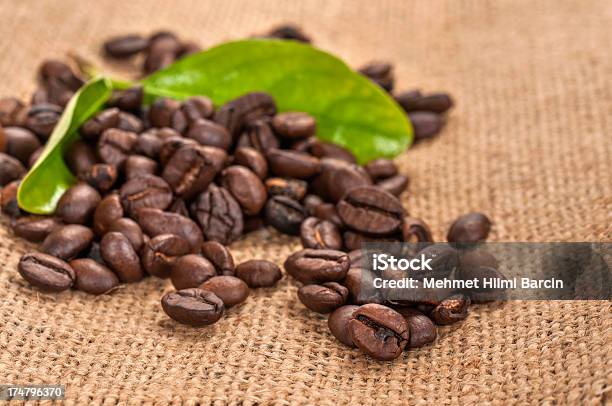 Close Up Coffee Beans With Leaves Stock Photo - Download Image Now - Leaf, Roasted Coffee Bean, Agriculture