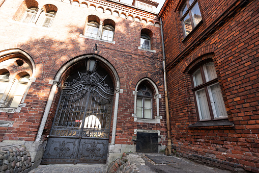 ornate entrance gate to a historic private home, Riga, Latvia