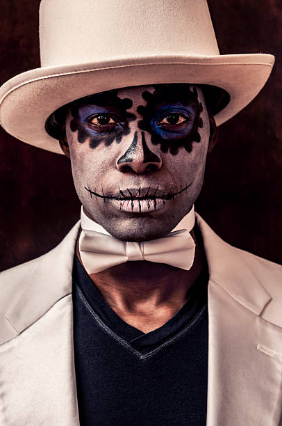 istock Black man with Sugar Skull makeup on his face (I) 174797392