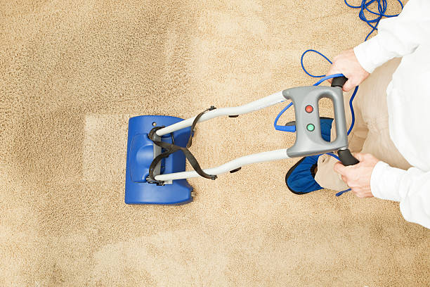 Carpet Cleaning with Brush Encapsulation Machine  carpet sweeper stock pictures, royalty-free photos & images