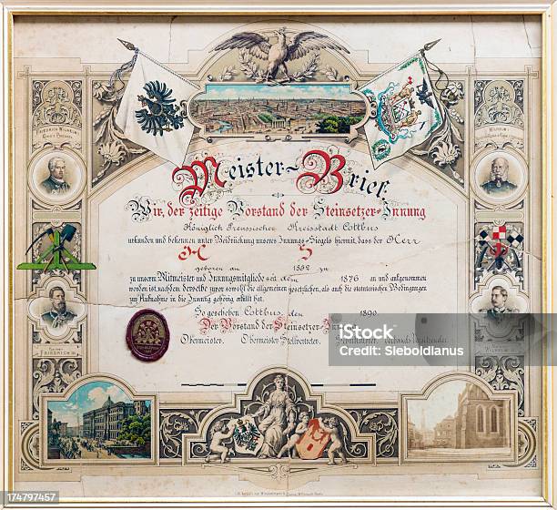 Storico Mastro Artigiano È Certificato Dal 1890 Germania - Fotografie stock e altre immagini di Certificato