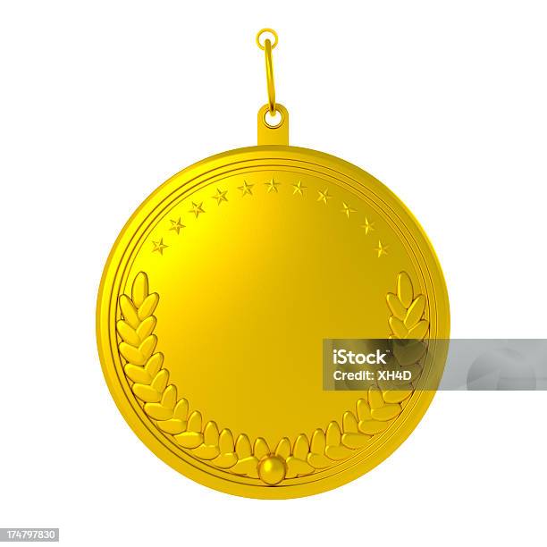 Medalha De Ouro Em Branco - Fotografias de stock e mais imagens de Medalha - Medalha, Roseta, Amarelo