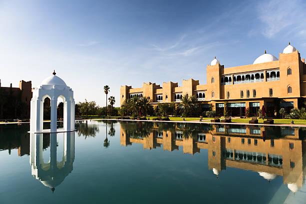 Taj Palace Marrakech New opened oriental luxury hotel resort Taj Palast Marrakech in Marocco - Africa. reflectivity stock pictures, royalty-free photos & images