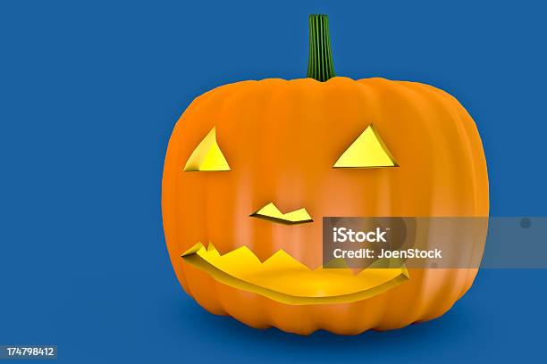 3 D Blau Hintergrund Scary Halloweenkürbis Mit Feuer Augen Stockfoto und mehr Bilder von Auge