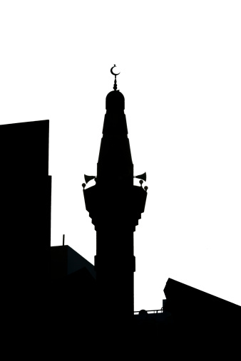 silhouette of mosque minaret