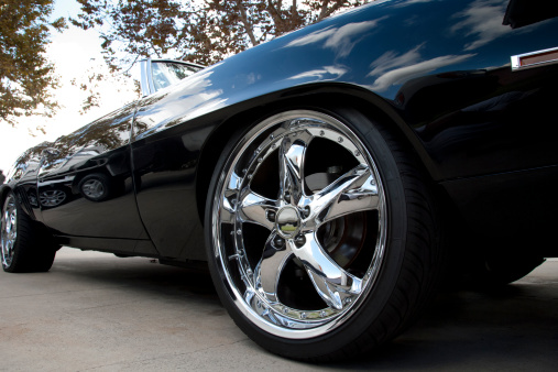 Close-up shot of a 1969 Convertible Camaro Super Sport.