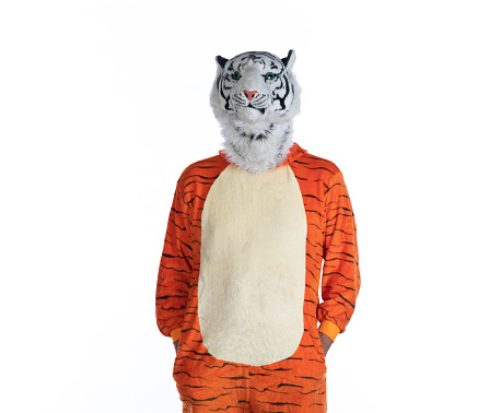 funny man in a tiger costume