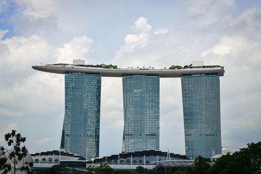 Singapore - Jun 13, 2017. Marina Bay Sands in Singapore. It was billed as the world most expensive standalone casino property at 8 billion dollars.