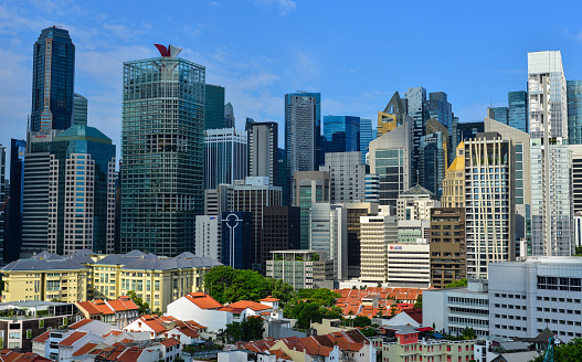 Skyline of Singapore with Iconic buildings