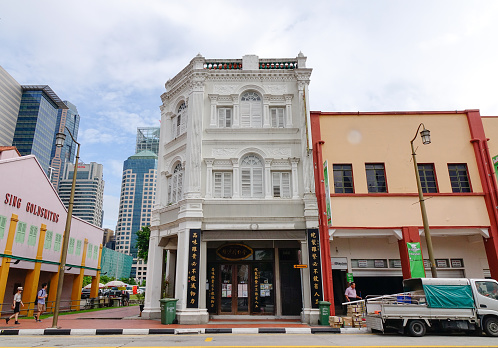 Singapore - Dec 14, 2015. Main street with old buildings in Chinatown, Singapore. Rich in Chinese cultural heritage, Chinatown is one of Singapore must-see destinations.