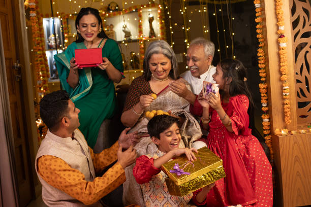 istock Multi generation family enjoying Diwali festival at home 1747996708