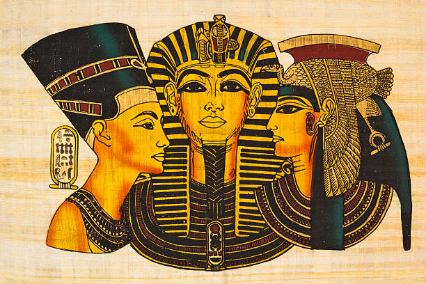 Egyptian ancient papyrus "Cleopatra, Nefertiti and Rameses II- Egyptian ancient papyrus See more EGYPT images here:" pharaoh photos stock illustrations