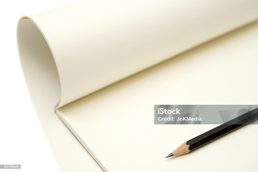 Bloco de papel e lápis - Foto de stock de Aberto royalty-free