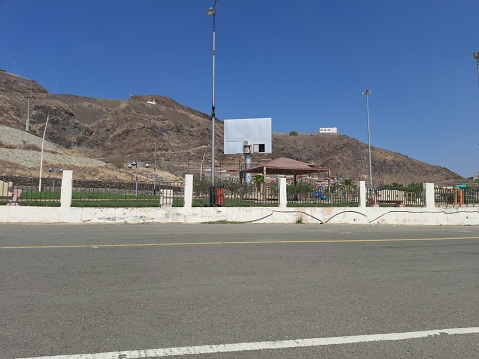 Al-Bahah, Al hajra park,mountains, hills, plains and mountain roads in the small city of Al hajra in southern Saudi Arabia on a sunny day and a clear blue sky