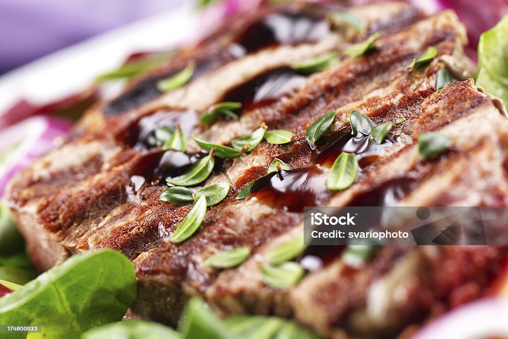 Fillet of beef with salad Balsamic Vinegar Stock Photo