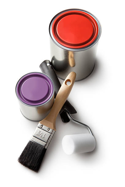 istock Paint: Red, Purple, Paintbrush and Paintroller Isolated on White Background 174800191