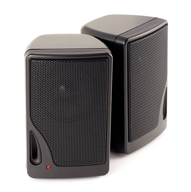 istock Black mini speakers isolated on a white background 174800414
