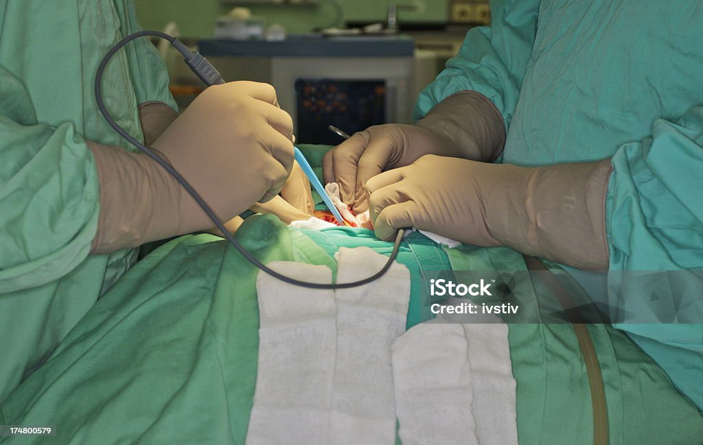 Doctors are on an operation Close-up of a surgery Machinery Stock Photo