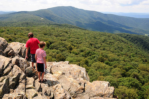 Kids Observing the view at Shenandoah National Park Kids Observing the view at Shenandoah National ParkSee More Hiking and the Great Outdoors Images Here: neta degany stock pictures, royalty-free photos & images