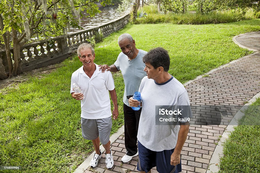 Homens caminhando no parque após o exercício - Foto de stock de Adulto maduro royalty-free