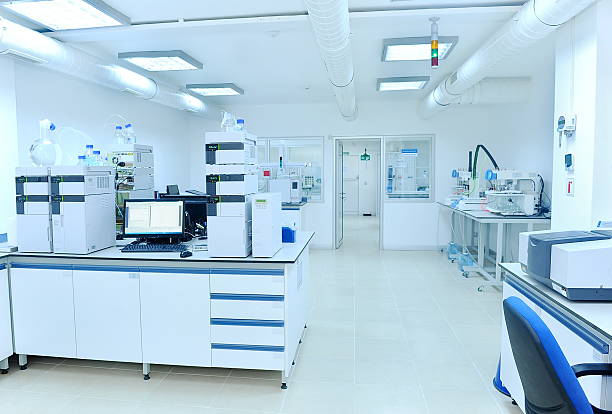 Laboratory in pharmaceutical factory Laboratory in pharmaceutical factory cleanroom photos stock pictures, royalty-free photos & images