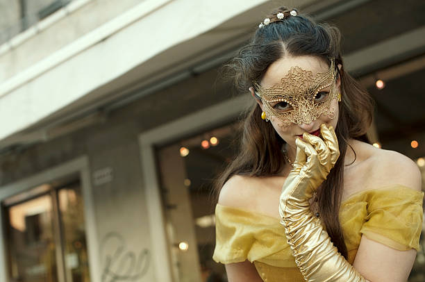 venice carnival 2012 - san zaccaria horizontal looking at camera outdoors stock-fotos und bilder