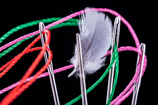 istock Close To Sewing Needle with  Colorful Threads And Feather 174802768