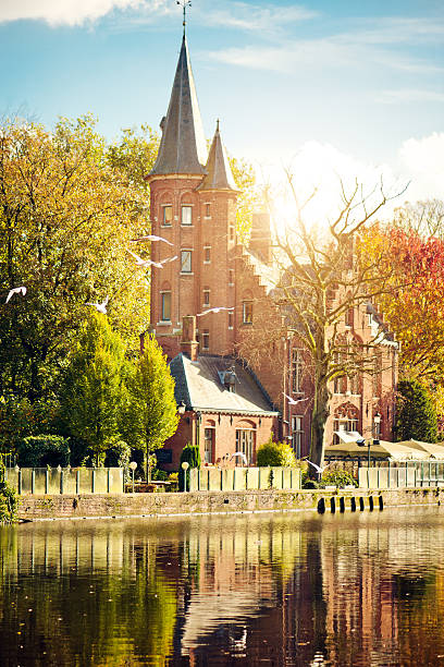 minnewater house di bruges, belgio - bruges cityscape europe autumn foto e immagini stock