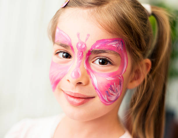 istock Face painted cute little girl 174804193