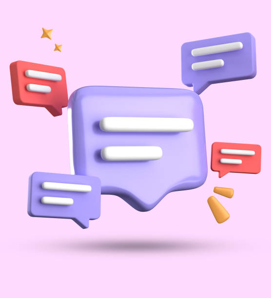 istock 3d rendering of speech bubble, 3D pastel chat icon set. Set of 3d speak bubble. 1748044829