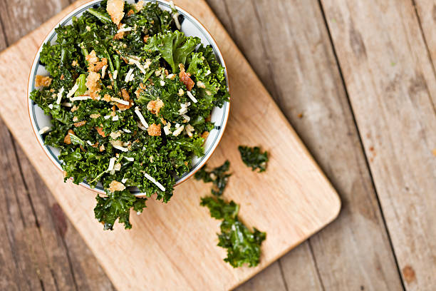 Kale Salad In A White Bowl