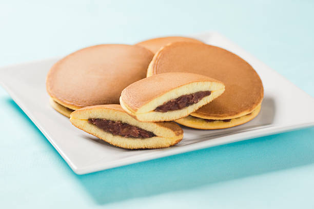 Dorayaki are Japanese pancakes filled with sweet bean paste.
