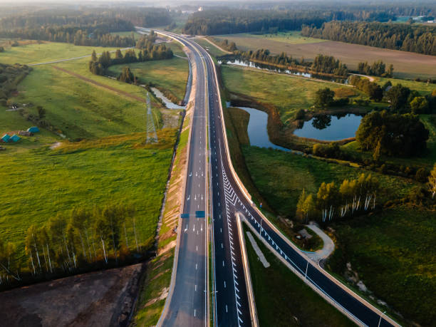 istock Kekava Bypass highway intersection in Latvia. Transportation and communications concept. Road Riga â Bauska and a part of the international road E67 Via Baltica 1748046551