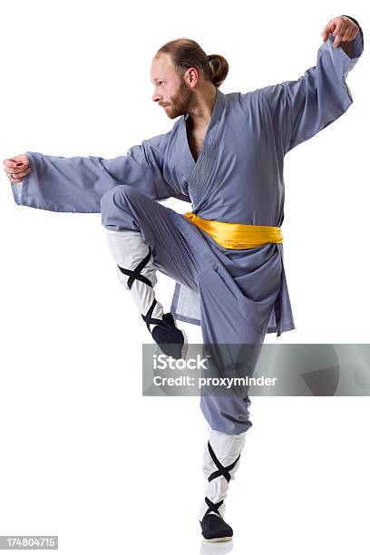 Kungfu Luta Posição Isolado A Branco - Fotografias de stock e mais imagens de Adulto - Adulto, Artes Marciais, Atividade