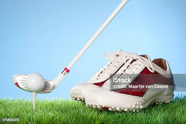 Concetto Di Golf Serie Di Scarpe Da Golf - Fotografie stock e altre immagini di Attività ricreativa - Attività ricreativa, Bianco, Blu