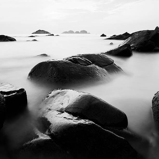 istock Sea scape early morning shore with rocks. 174805630
