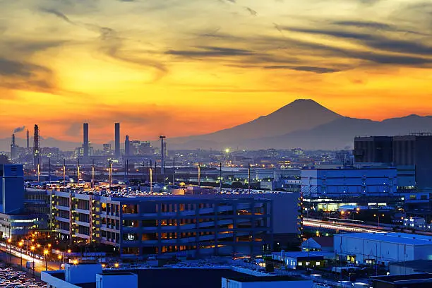 Industry city with Mt. Fuji