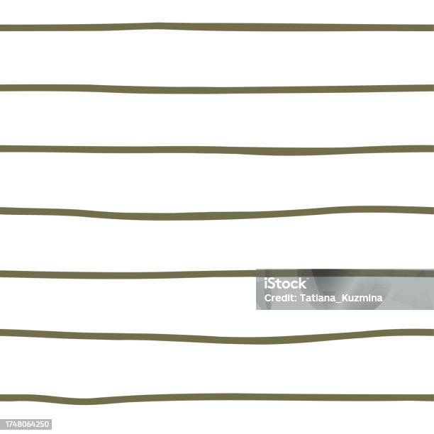 Rustic Vector Line Rustic Hand Drawn Green Stripes Seamless Pattern Stroke Lines Repeat ...
