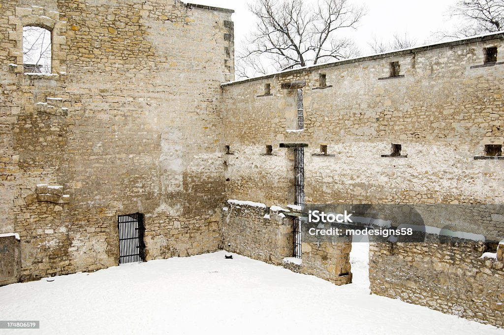 Intérieur des murs de Goldie Mill Ruins - Photo de Moulin à farine libre de droits